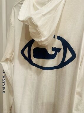 Vineyard Vines Limited Edition Football Whale Hooded Long Sleeve Tee - White